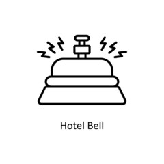Hotel Bell vector outline icon for web isolated on white background EPS 10 file