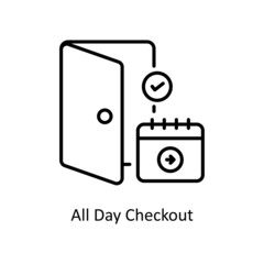 All Day Checkout vector outline icon for web isolated on white background EPS 10 file
