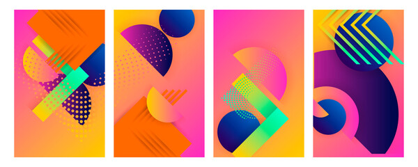 Set summer geometric colors fluid shapes eps 10. Flowing and liquid abstract gradient background for banner, poster or book. Vector design