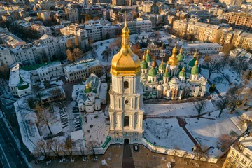 Selbstklebende Fototapete Kiew Ukraina, Kijów, Sobór Mądrości Bożej w Kijowie, Cerkiew prawosławna, prawosławie, Ukraina zimą