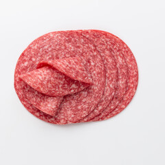Salami isolated on white background.