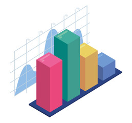 statistics bars isometric