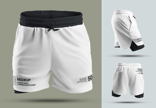 3D Shorts Mockups  with Compression Underwear