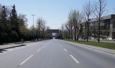 Fototapeta na wymiar Empty City Streets, parks and places covid times of istanbul 2020