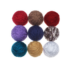 Wool, colorful wool balls on a white background ...