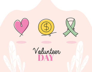 three volunteer day icons