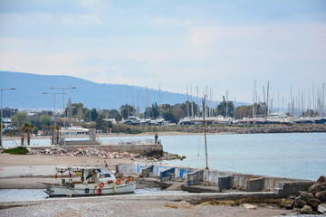 Summer seasın, boats in the harbor, Eagean Sea Athens
