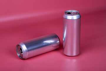 Can on bright pink background