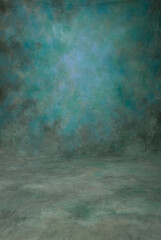 Dreamy and romantic aqua shades of blue and green, traditional painted canvas or muslin fabric...