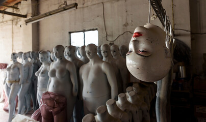 Plastic Mannequin parts waiting to be assambled after production at the atelier