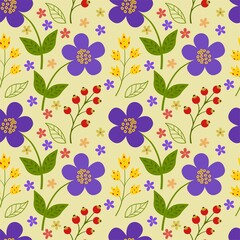 Seamless pattern with flowers. Vector illustration