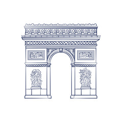 Isolated sketch of arch of triumph Vector - obrazy, fototapety, plakaty