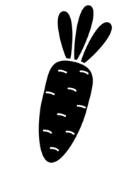 Carrot black vector silhouette for logo or pictogram. Carrot root silhouette for icon or sign.