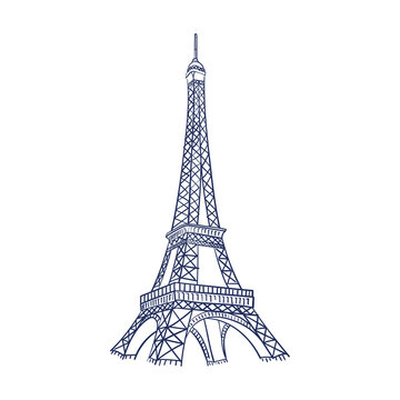 Isolated sketch of Eiffel tower Vector