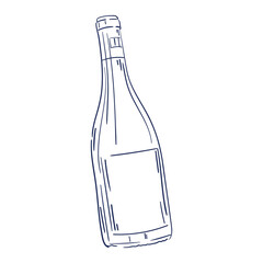 Isolated sketch of a wine bottle Vector