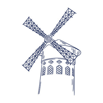 Isolated sketch of moulin rouge landmark Vector
