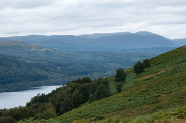 Fototapeta na wymiar Rannoch Forest and Gleann Duibhe over Loch Rannoch