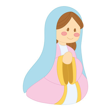 Isolated virgin mary Nativity character Christmas season Vector
