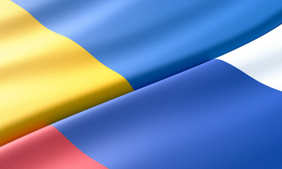 Flag of Russia and Ukraine as background