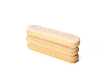 Italian savoiardi ladyfinger on neutral background