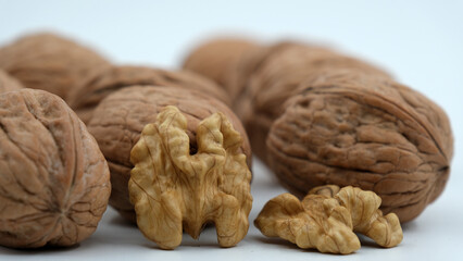 walnuts on a white background, isolated walnuts