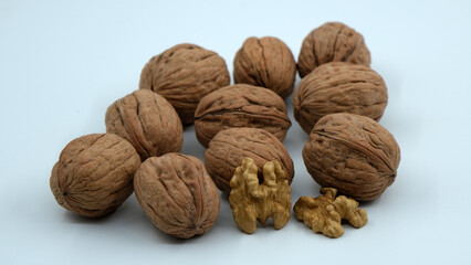 walnuts on a white background