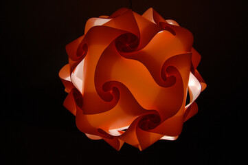 Orange lamp with geometric shapes. Fractal. Design lamp. Abstract lamp. modern