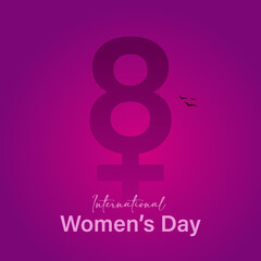 Happy women's day card with Five women of different ethnicities and cultures stand side by side together. Strong and brave girls support each other. Sisterhood and females friendship. Vector