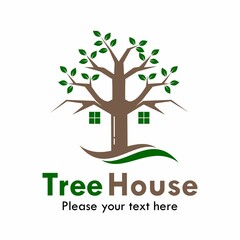 Obraz premium Tree house logo template illustration