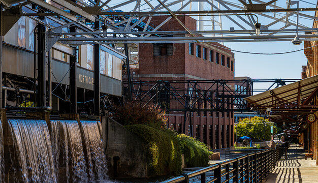 The Revitalized Retail and Office Center of The American Tobacco Historical District, Durham, North Carolina, USA - Powered by Adobe