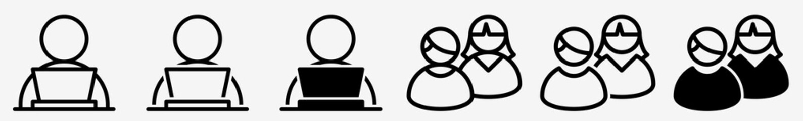 Employee Icon Female Male Employee Set | Employees Icon Woman Man Vector Illustration Logo | Employee-Icon Isolated Laptop Employee Collection