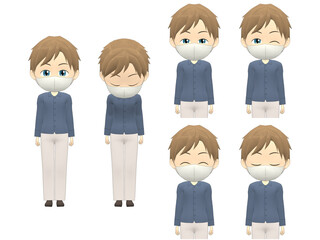 [Greeting] Caucasian Man shirts Medium hair front