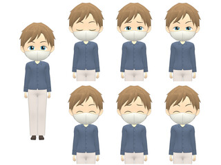 [Emotions A] Caucasian Man shirts Medium hair front