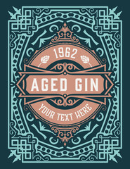 Whiskey label with old frames