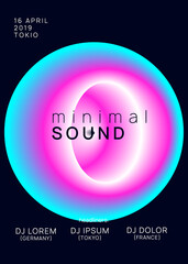 Sound Party. Linear Electro Banner. Modern Effect For Presentation. Dynamic Background For Set Vector. Disco And Exhibition Shape. Purple And Blue Sound Party