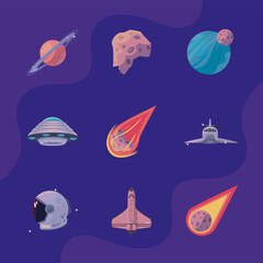 nine outer space icons