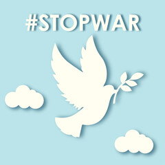 Dove of Peace into the Sky International Day of Peace Stop War Paper Cut Style