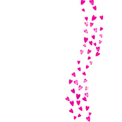 Valentines day heart with pink glitter sparkles. February 14th day. Vector confetti for valentines day heart template. Grunge hand drawn texture. Love theme for poster, gift certificate, banner.