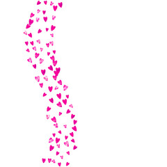 Valentines day heart with pink glitter sparkles. February 14th day. Vector confetti for valentines day heart template. Grunge hand drawn texture. Love theme for party invite, retail offer and ad.