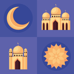 ramadan kareem four icons