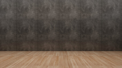 empty room with concrete wall and wooden floor