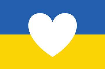 White heart peace on Ukraine flag
