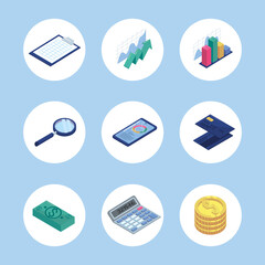 nine budget management icons
