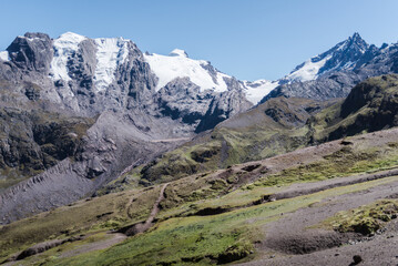 A glacier in the Andes Mountains in Peru. 
