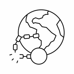 decolonization social problem line icon vector illustration