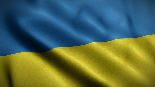 Seamlessly looping Ukraine flag waving 3d render animation walllpaper