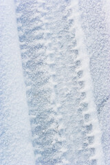 Tire tracks in the snow,  Bachu County, Xinjiang, China