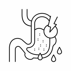leaks in gastrointestinal system line icon vector illustration