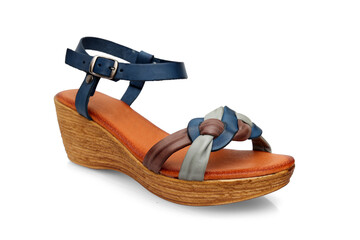 Naklejka premium Female Colors leather sandal on white background, isolated product.