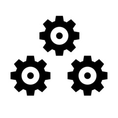 Three gear icons. System configuration and customization. Editable vectors.